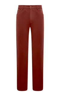 Rey Straight-leg Five Pocket Pant in Burnt Sienna Recycled Cotton Denim