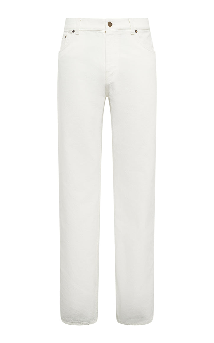 Rey Straight-leg Five Pocket Pant in White Recycled Cotton Denim