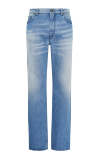 Rey Straight-leg Five Pocket Pant in Uruguayan Blue Recycled Cotton Denim