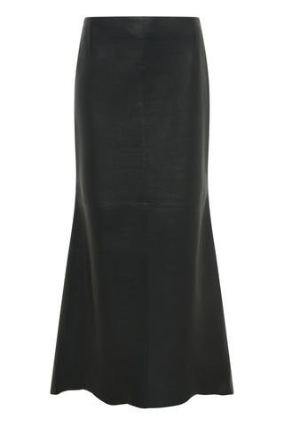 Edwardo Raw Cut Skirt in Black Soft Leather