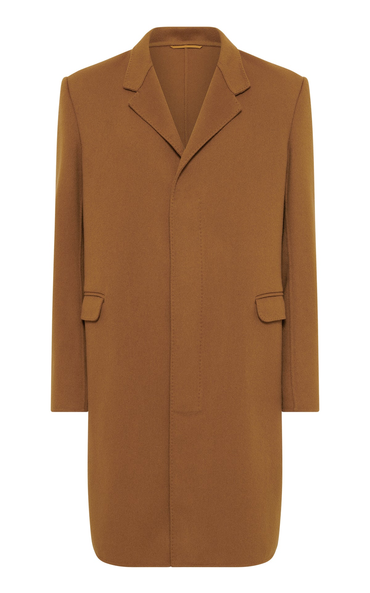 Peter Coat in Yellow Ochre Double-Face Recycled Cashmere