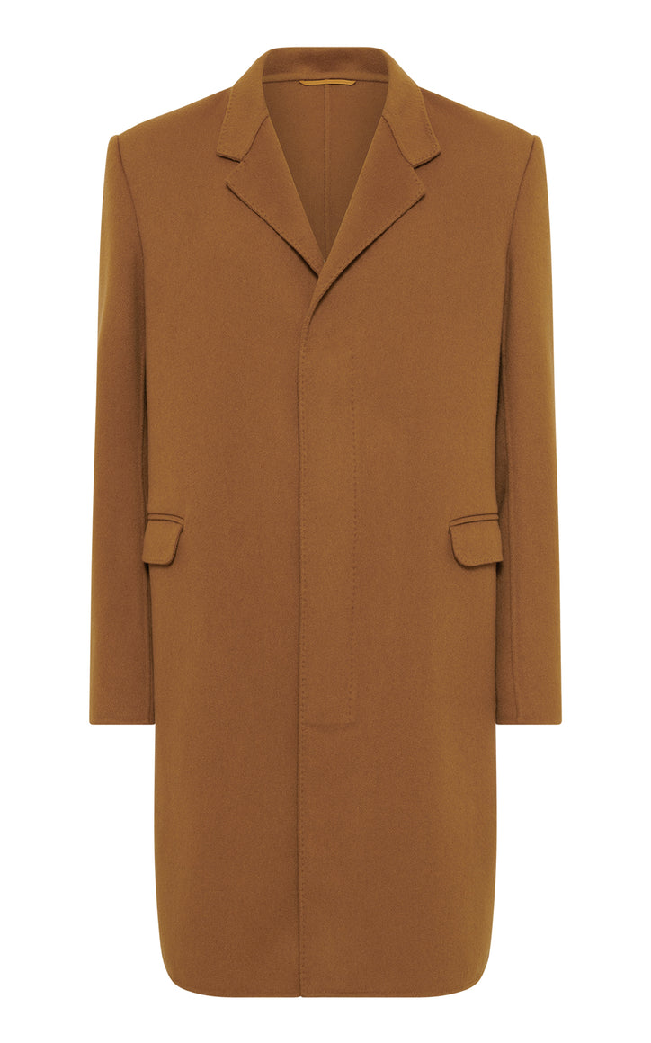 Peter Coat in Yellow Ochre Double-Face Recycled Cashmere