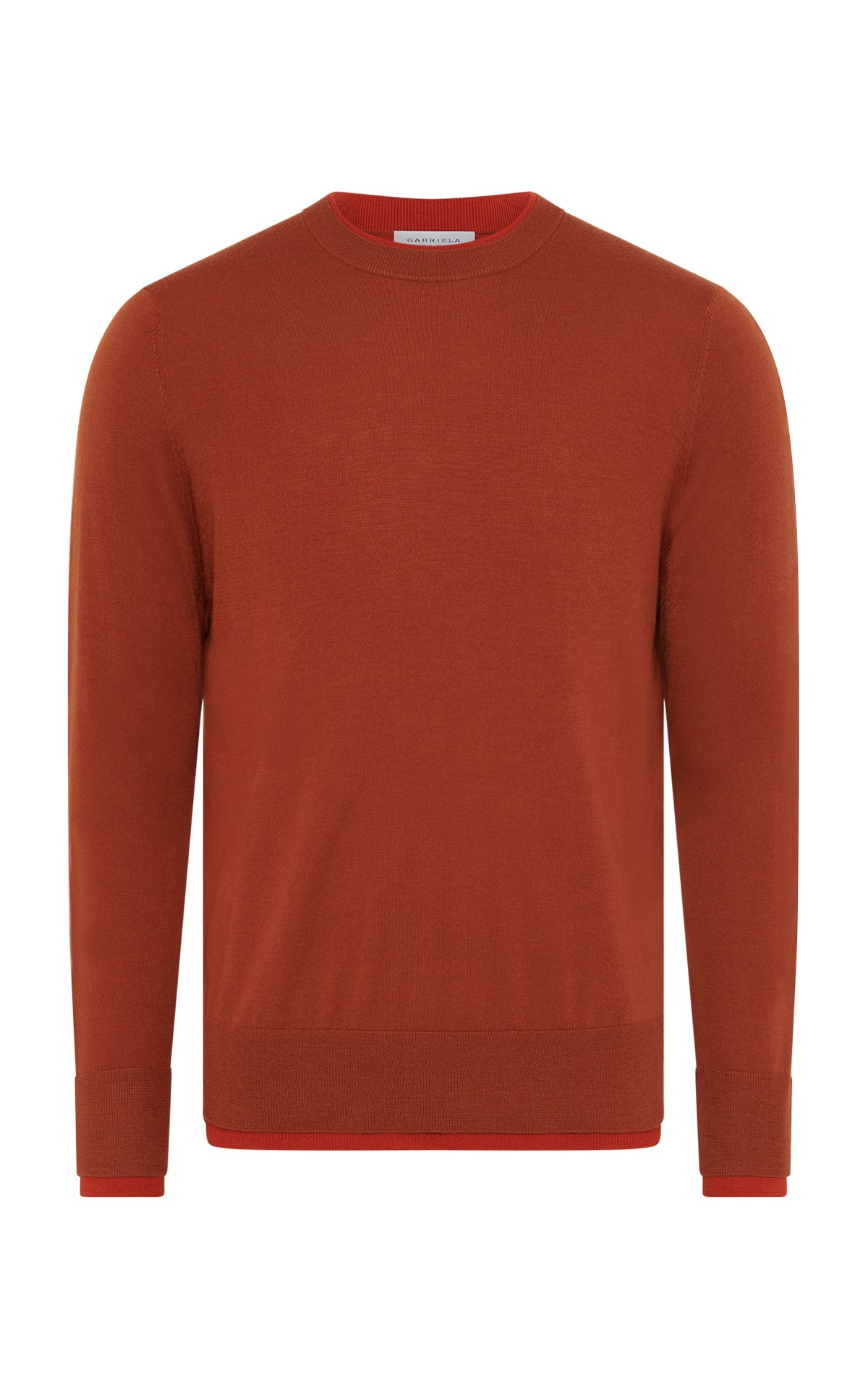 Wells Knit Sweater in Rust & Antelope Orange Cashmere Silk