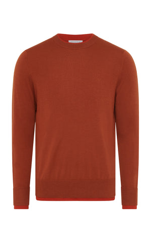 Wells Knit Sweater in Rust & Antelope Orange Cashmere Silk