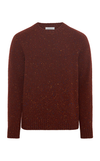 Burnt Sienna Speckled Cashmere Daniel Knit Sweater - Flat Lay | Gabriela Hearst