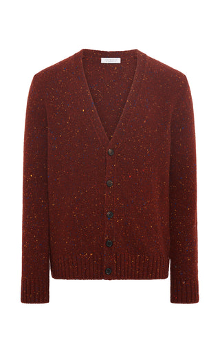 Burnt Sienna Speckled Cashmere Ailis Cardigan - Flat Lay | Gabriela Hearst