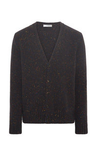Ailis Knit Cardigan in Charcoal Multi Speckled Cashmere