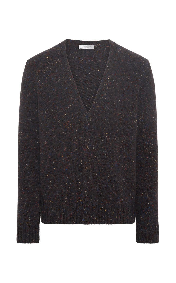 Ailis Knit Cardigan in Charcoal Multi Speckled Cashmere