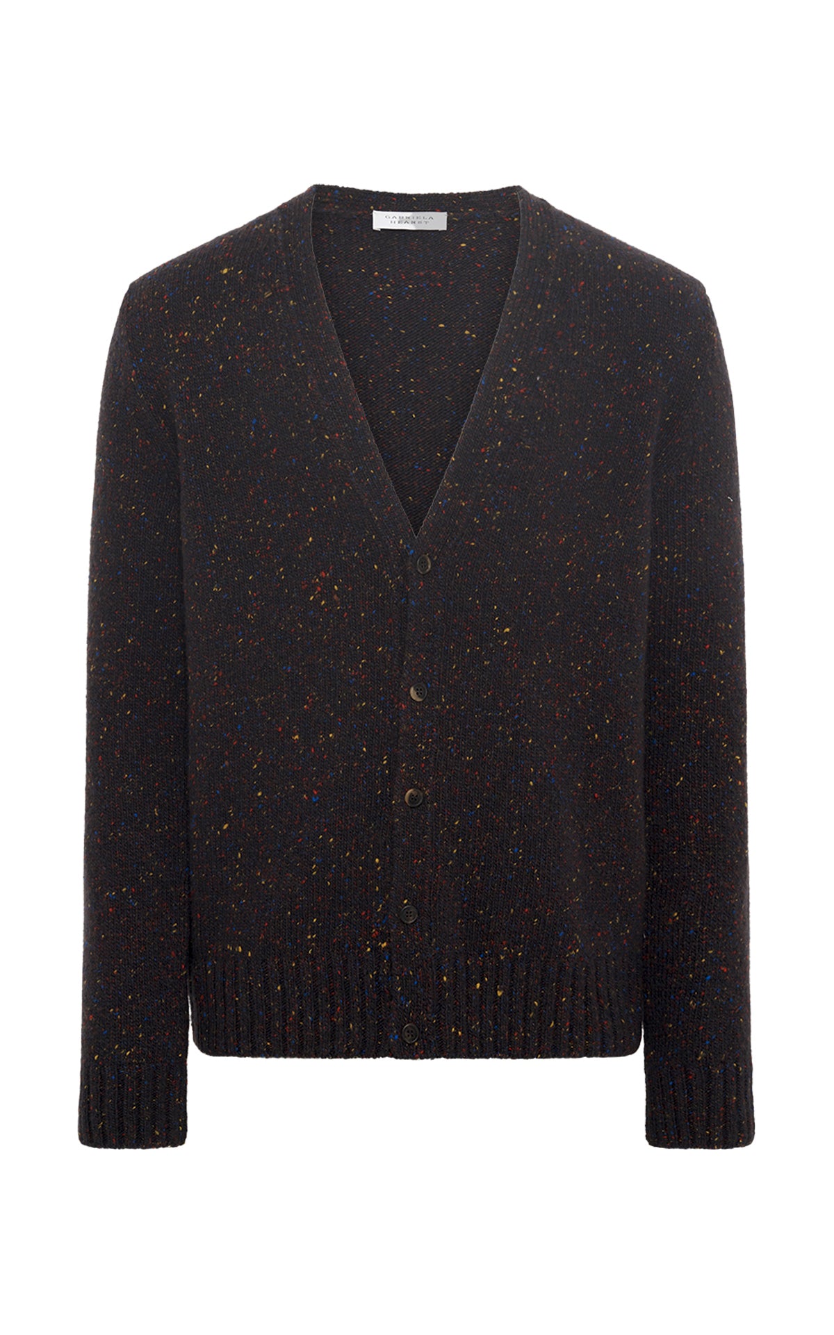 Ailis Knit Cardigan in Charcoal Multi Speckled Aran Cashmere