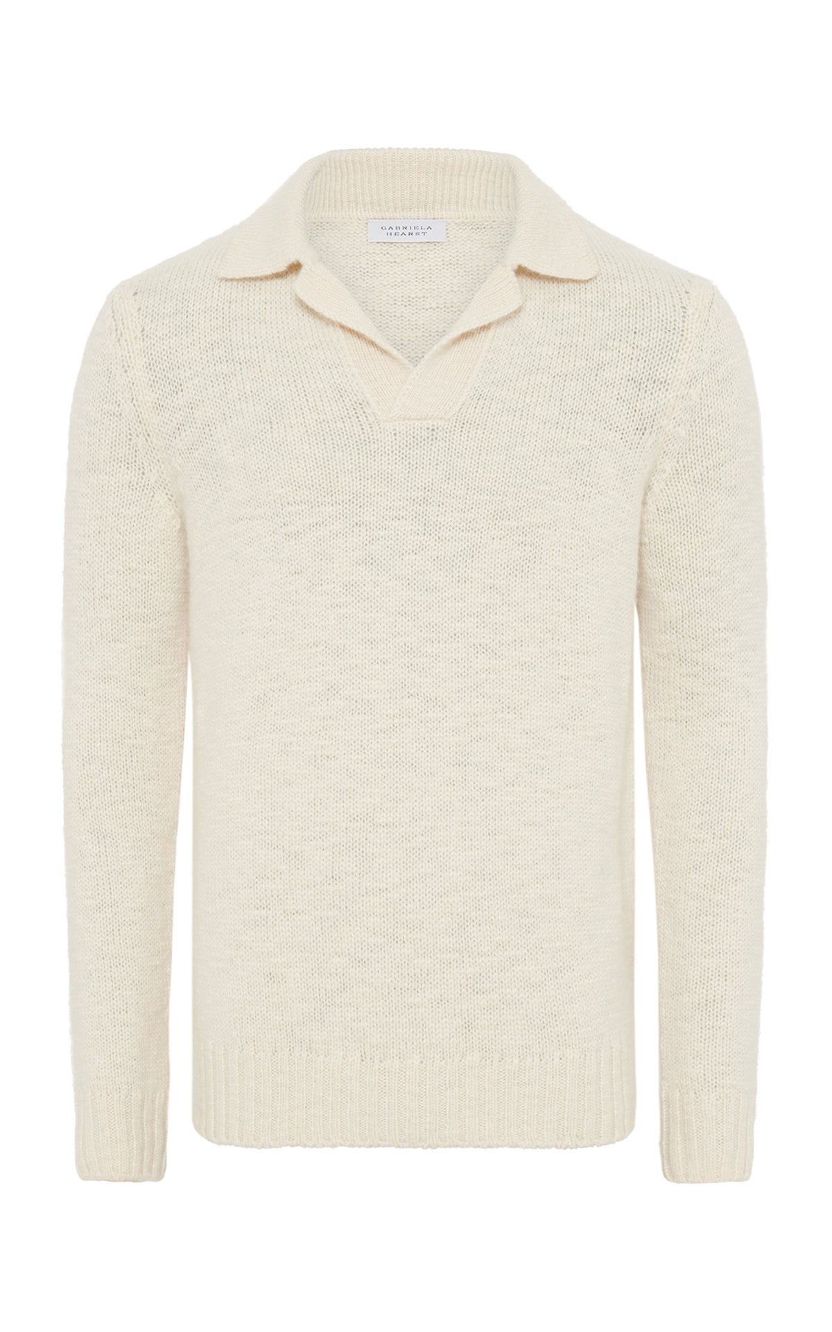 Aled Knit Polo in Ivory Cashmere