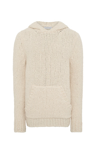 Ivory Cashmere Boucle Aditi Knit Hoodie - Flat Lay | Gabriela Hearst