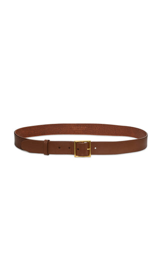 Cognac Leather Adler Belt with Rose Gold Square Buckle - Flat Lay | Gabriela Hearst
