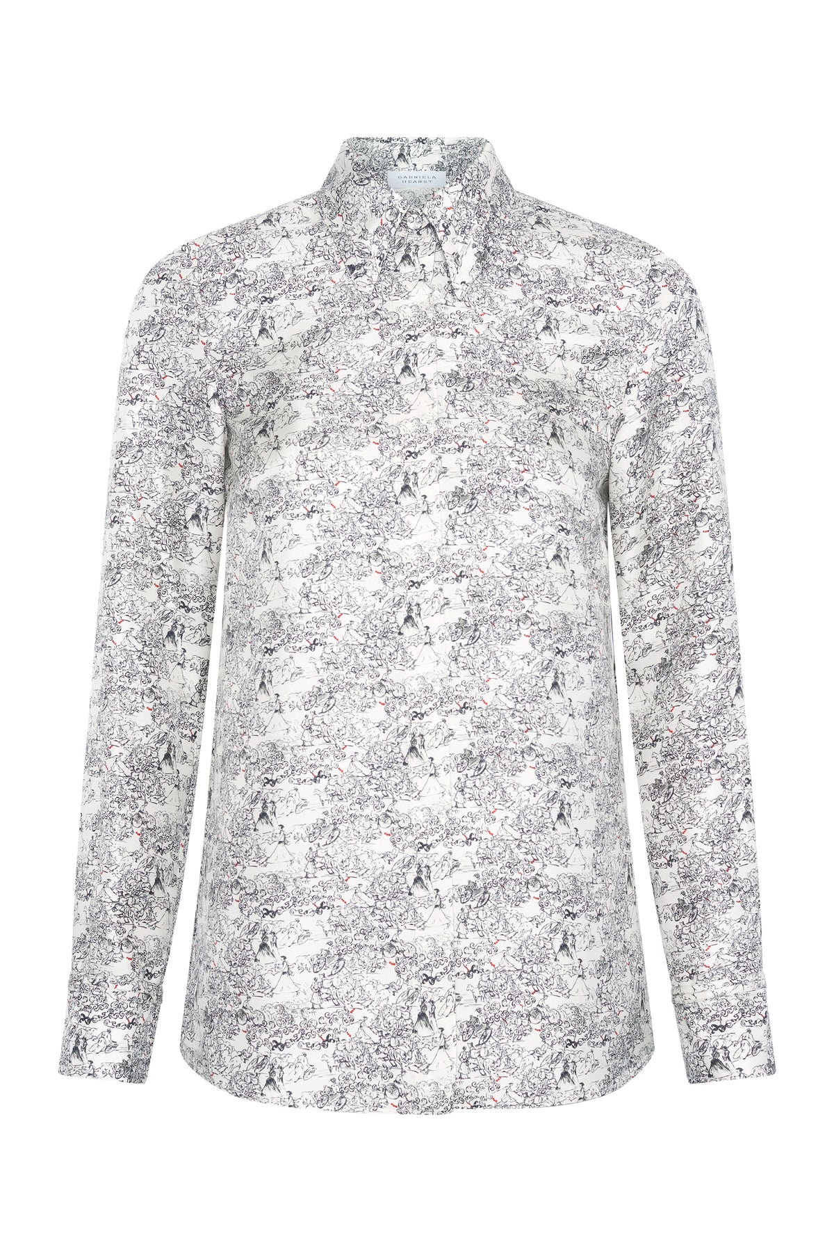 Cruz Shirt in Ivory Multi Printed Silk Twill