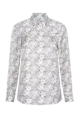 Cruz Shirt in Ivory Multi Printed Silk Twill