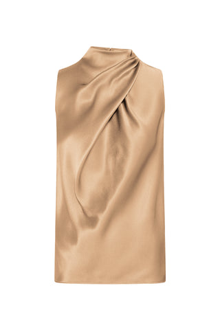 Melina Top in Camel Silk Satin