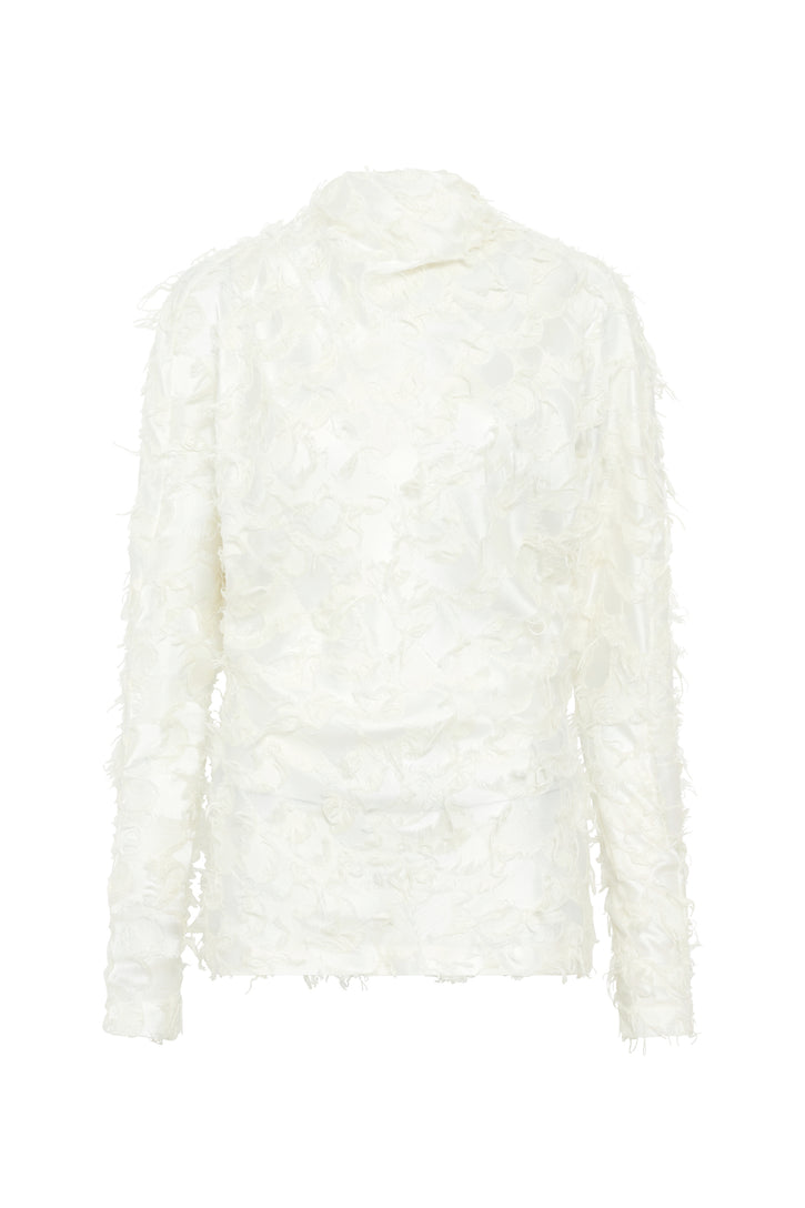 Geraldine Top in Ivory Silk Wool Fil Coupé