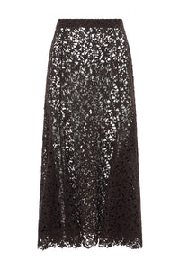 Patterson Skirt in Chocolate Floral Cashmere Lace
