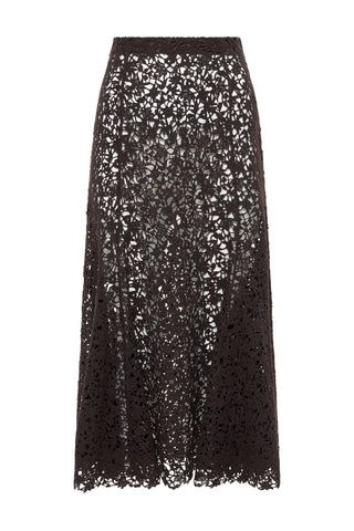 Patterson Skirt in Chocolate Floral Cashmere Lace