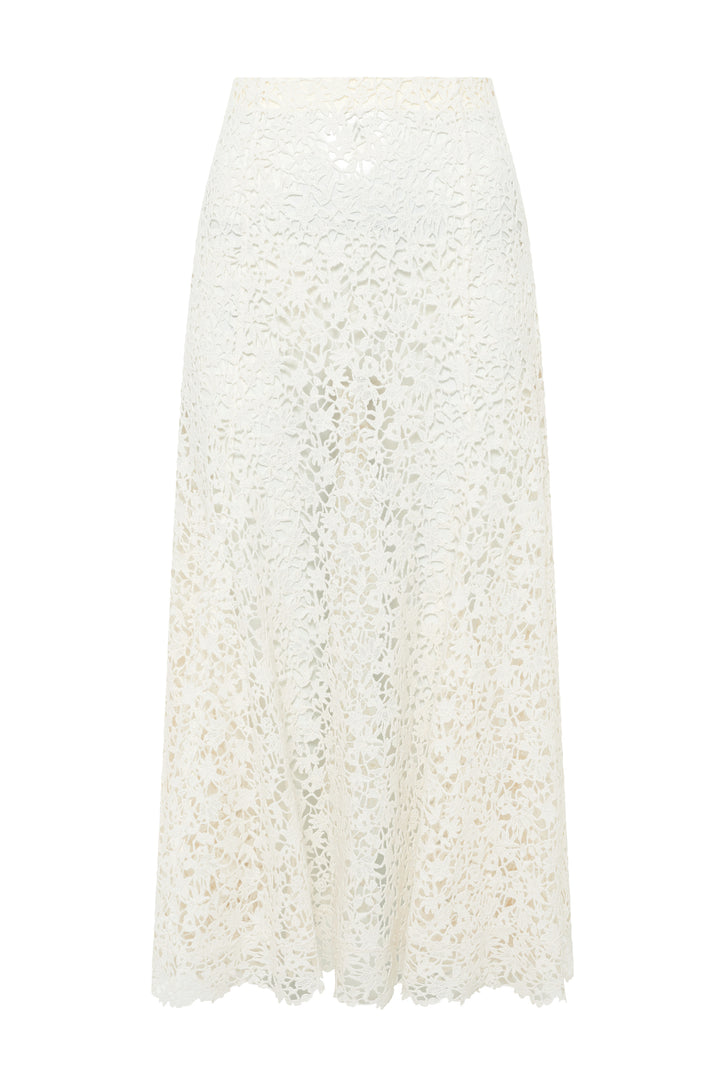 Patterson Skirt in Ivory Floral Cashmere Lace