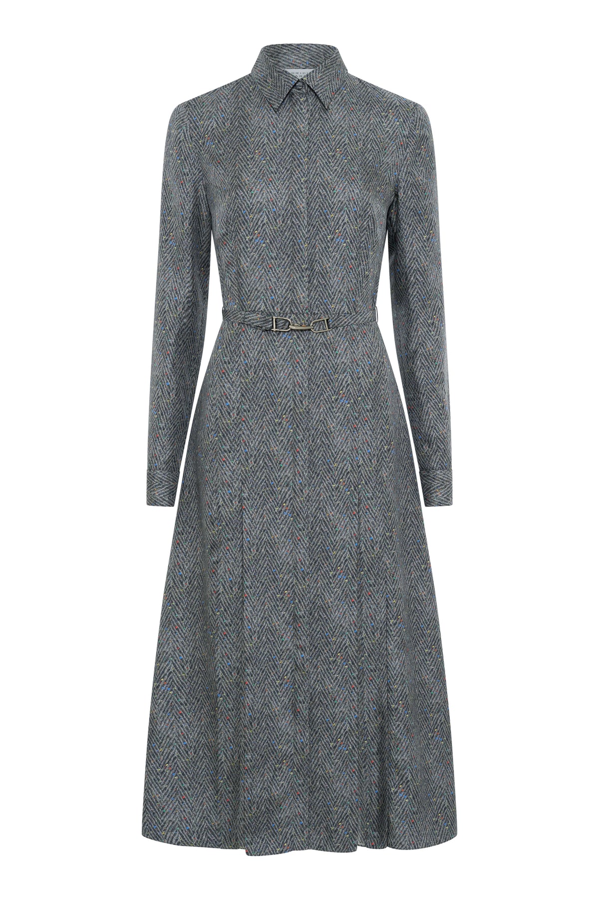 Jane Shirtdress in Charcoal Multi Printed Silk