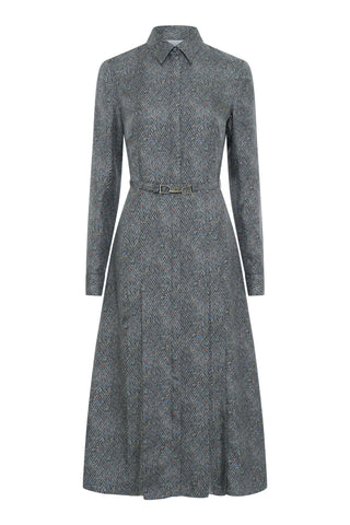 Jane Shirtdress in Charcoal Multi Printed Silk