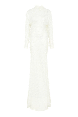 Aberdeen Dress in Ivory Silk Wool Fil Coupé