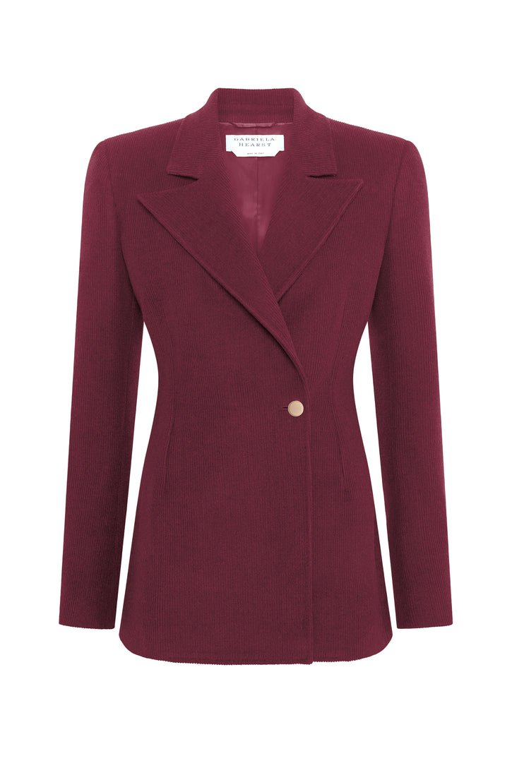Lewis Blazer in Plum Cashmere Wool Corduroy