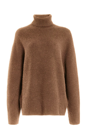 Wigman Knit Turtleneck Sweater in Cognac Cashmere