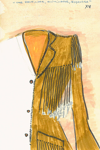 Thaniel Fringe Trench Coat in Black Suede with Charms