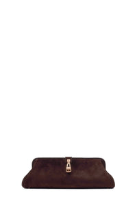 Paola Clutch in Chocolate Suede