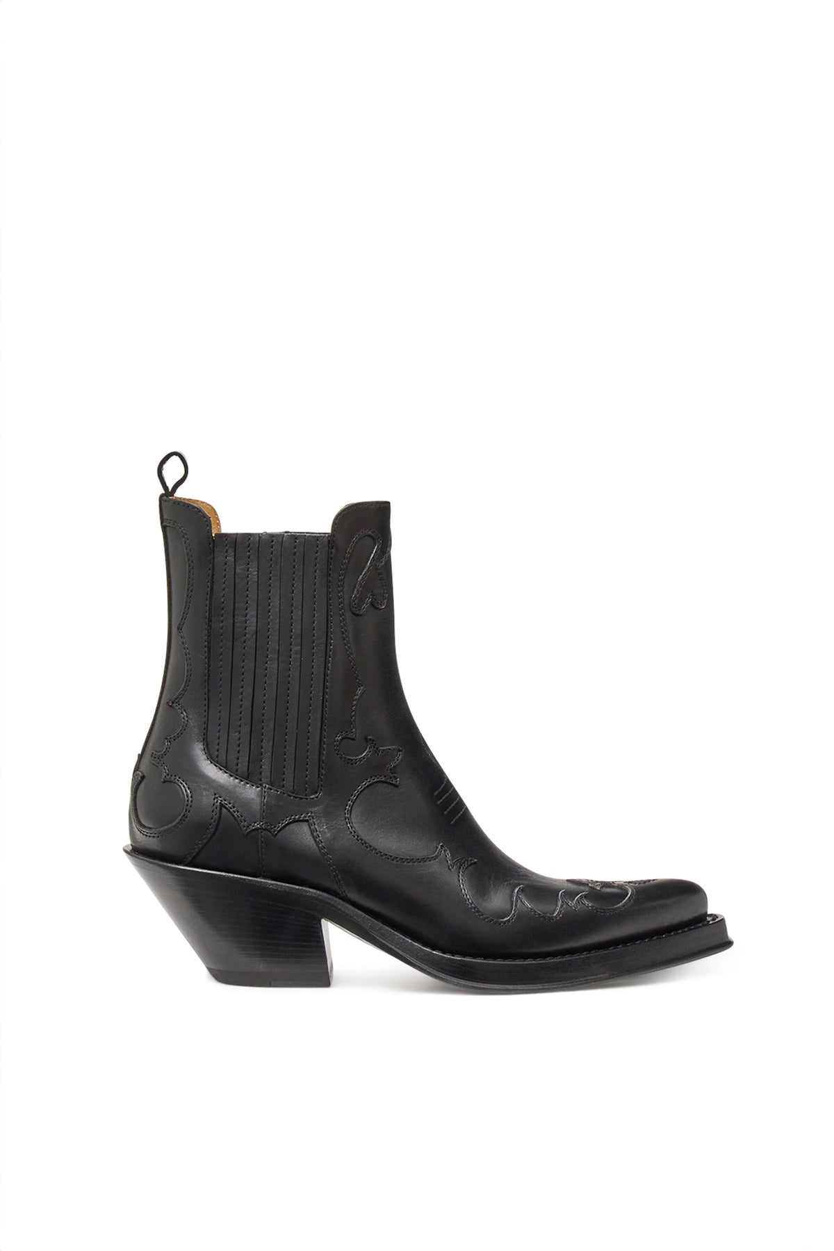Cassidy Cowboy Ankle Boot in Black Leather