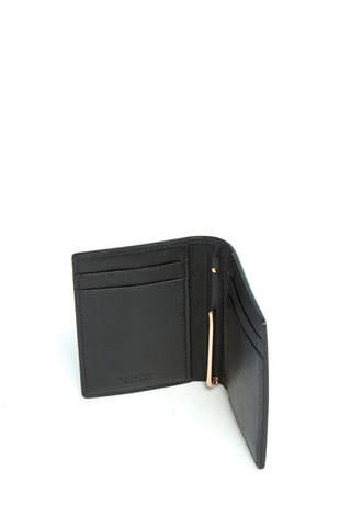 Black Leather Simple Card Wallet - Open Interior Detail | Gabriela Hearst