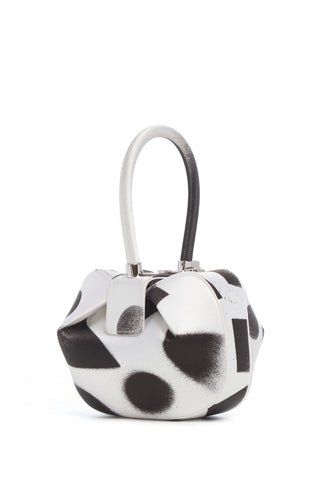 Black White Satin Adam Pendleton Nina Bag - Side Angle View | Gabriela Hearst