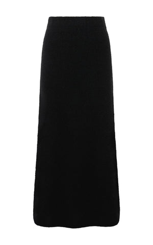 Titan Knit Maxi Skirt in Black Cashmere Boucle
