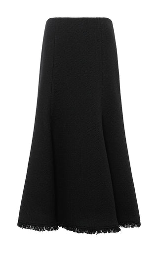 Black Virgin Wool Cashmere Patterson Midi Skirt - Flat Lay | Gabriela Hearst
