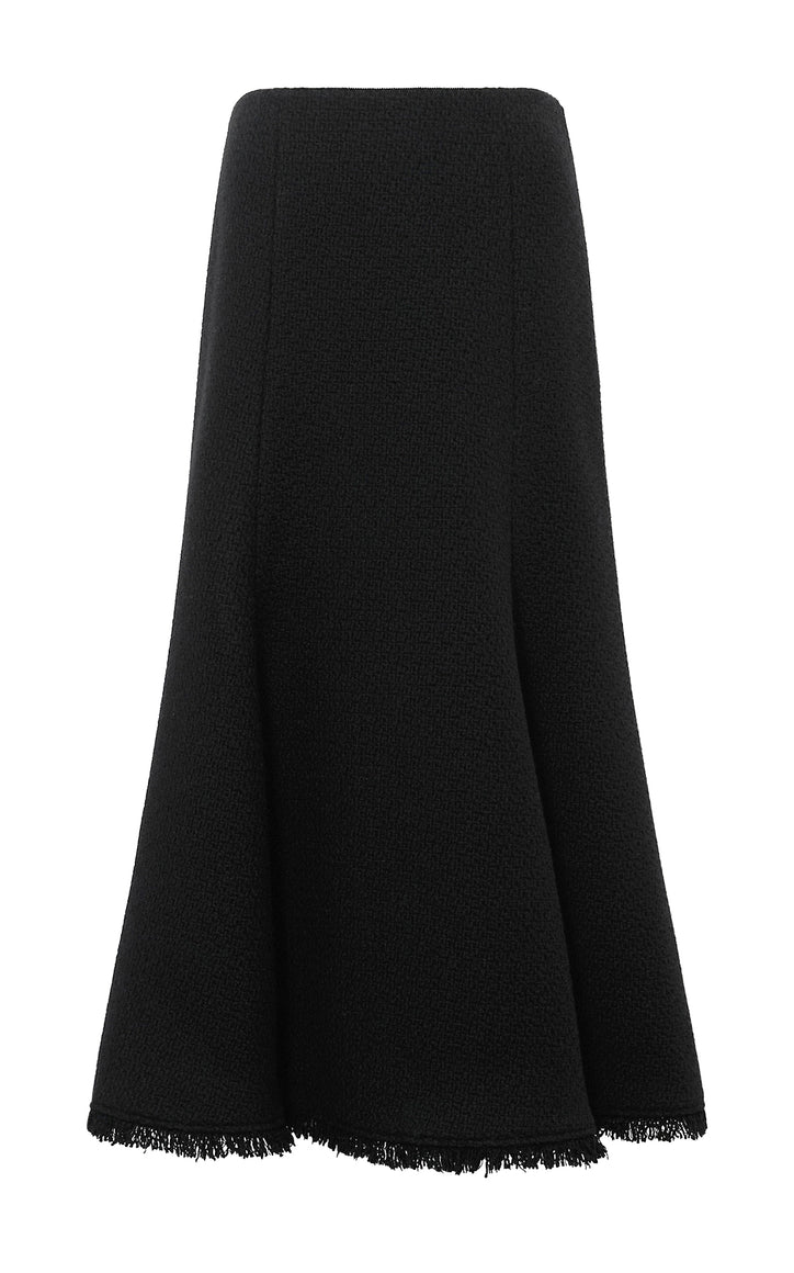 Patterson Midi Skirt in Black Virgin Wool Cashmere