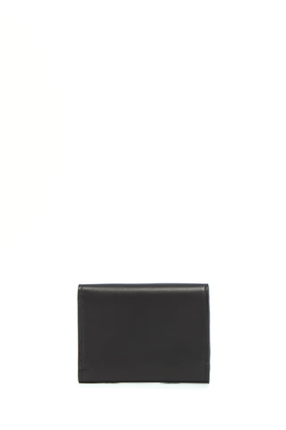 Black Leather Compact Flat Wallet - Back View | Gabriela Hearst