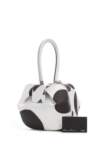 Black & White Hand-Painted Nina Bag - Front View with Signature Card | Gabriela Hearst
