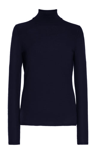Dark Navy Cashmere Silk Costa Turtleneck - Product Shot | Gabriela Hearst