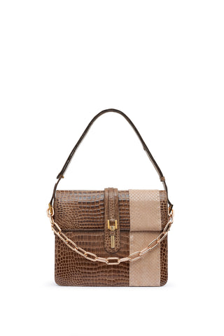 Vintage No.10 Bag in Cognac Crocodile Leather & Snakeskin
