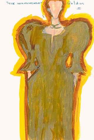 Golden Birch Puff Sleeve Dress - Watercolor Design Sketch | Gabriela Hearst