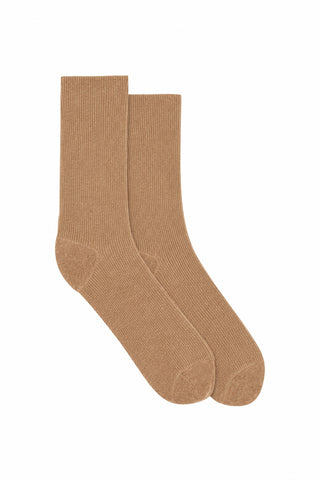 Brio Knit Socks in Camel Silk