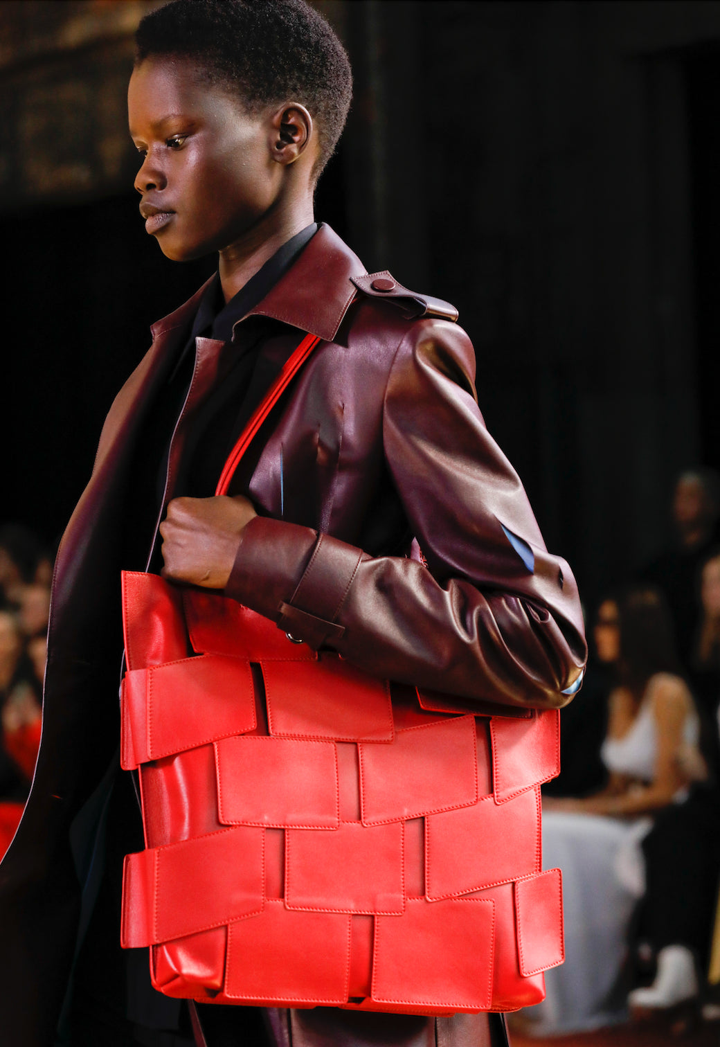 Gabriela Hearst Lacquered Tote Bag in Red Topaz Patchwork Leather Red Topaz O S Totes