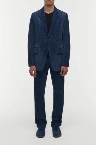Electric Navy Suede Corduroy Irving Jacket - On Model Front View | Gabriela Hearst