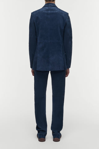 Electric Navy Suede Corduroy Irving Jacket - On Model Back View | Gabriela Hearst