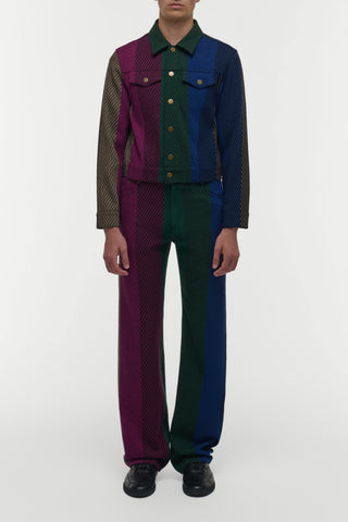 Multi Color Cashmere Barry Trucker Jacket - Full Look On Model | Gabriela Hearst