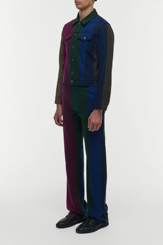 Multi Color Cashmere Barry Trucker Jacket - Side Profile On Model | Gabriela Hearst