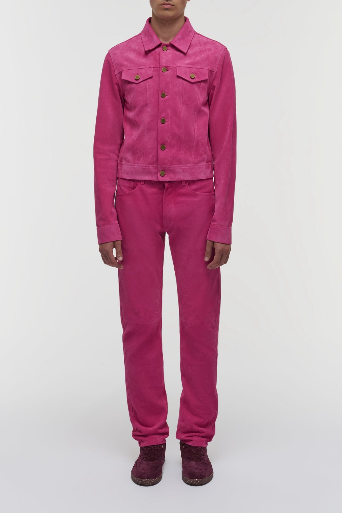 Anthony Five Pocket Pant in Fuschia Suede Corduroy