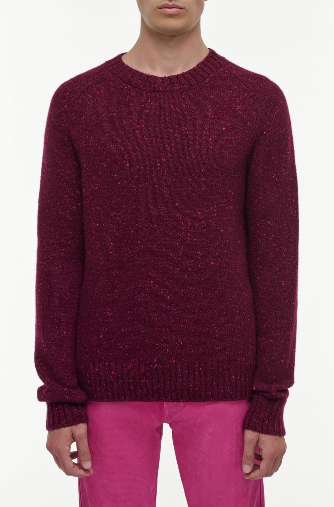 Daniel Knit Sweater in Bordeaux Speckled Aran Cashmere