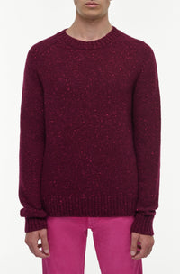 Daniel Knit Sweater in Bordeaux Speckled Aran Cashmere